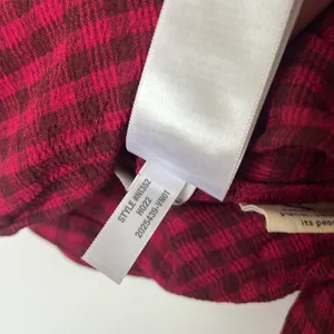 Madewell Red Gingham Plaid Peplum Blouse XS Smocked Tie Front Balloon Sleeve Top thumbnail 5