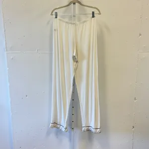 Eberjey Gisele Long Sleeve Pajama Set White Navy Blue Contrast Piping‎ Medium thumbnail 6