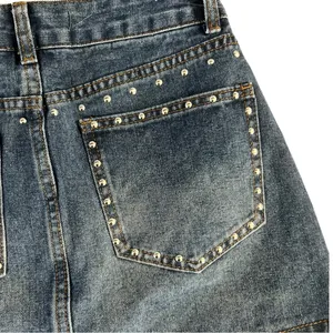 Cali 1850 Denim Mini Skirt with Studded Details thumbnail 8
