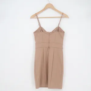 Forever 21 Tan Bustier Bodycon Mini Dress Size M Beige Spaghetti Strap thumbnail 3