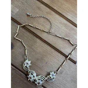 Vintage (unsigned Coro??) Gold-Tone Floral Crystal Necklace With Purple Accents thumbnail 6