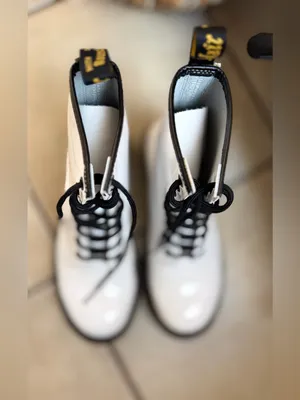 Dr. Martens 1460 White Patent Leather Boots - Womens Size 7 White Patent 8-Eye thumbnail 7