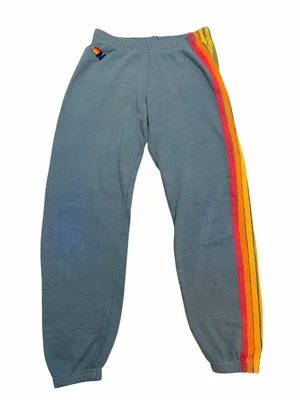 Aviator Nation 5 Stripe Rainbow Jogger Loungewear Retro Streetwear Blue Size S thumbnail 1
