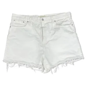 Madewell White Denim Perfect Jean Shorts Frayed Hem 5 Pocket Design Size 32 thumbnail 2