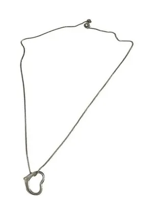 Necklace stainless‎ Silver tone heart 18 inch lobster claw adjustable clasp thumbnail 1
