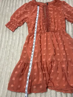 coral Swiss-dot lace mini dress, style classy/feminen thumbnail 3