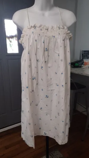 H&M Cream Dress with Light Blue Floral Print Sundress thumbnail 1