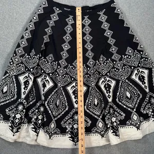 Mlle Gabrielle Flare Skirt Women's Small Black/Ivory Sequins Cotton Swing Twirl thumbnail 4