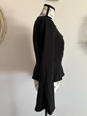 Women’s Black Peplum Military-Style Jacket thumbnail 2