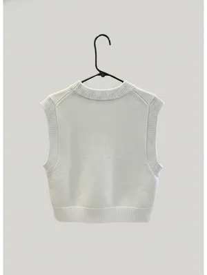 French Connection Sleeveless Knit Sweater Cottage Vest Blue XL Coastal Fisherman thumbnail 3
