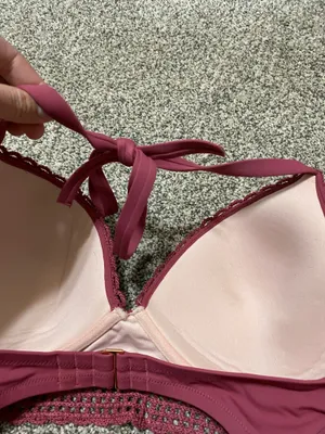 Shade & Shore Pink Crochet Corset Bikini Top thumbnail 5
