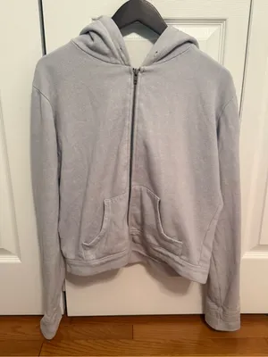 Perfectwhitetee Patti Full Zip in Light Blue Gray thumbnail 2