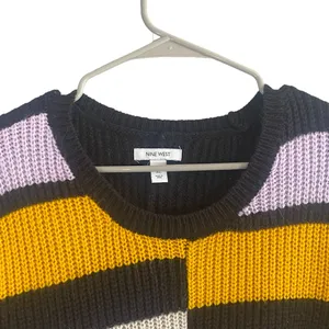 Nine West Multicolor Asymmetrical Hem Long Sleeve Knit Sweater Women Sz XL thumbnail 6