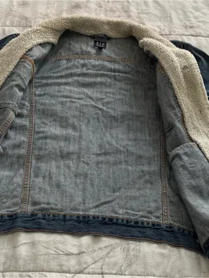 GAP Icon Light Blue Sherpa-Trim Denim Jacket, size 2XL plus outdoor casual thumbnail 6