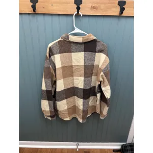 Amazon Womens Plaid‎ Shacket Button Up Long Sleeve Shirt Jacket Size M thumbnail 3