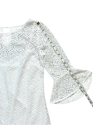 Lilly Pulitzer Fontaine Classic Shift Flounce Bell Sleeve Lined Dress White Smal thumbnail 9