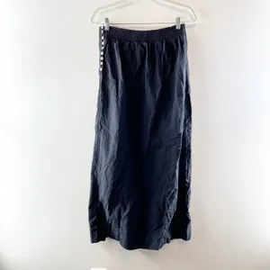 Free People Cotton High Slit Side Buttons Maxi Skirt Black Large thumbnail 4
