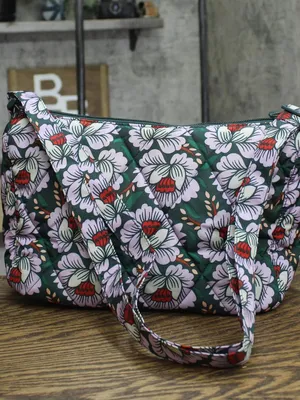 NEW Vera Bradley Quilted Floral Shoulder Bag Purple Green Multi One Size thumbnail 3