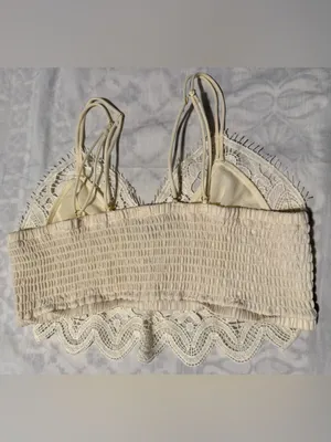 Anthropologie Cream Lace Bandeau Bralette thumbnail 4