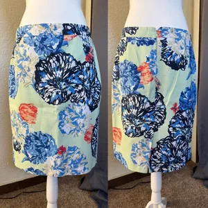 J.Crew Womens Floral Cotton Pencil Skirt‎ Mint Blue Green Size 8 thumbnail 5