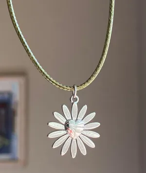 Handmade stainless steel sun heart flower boho retro vintage style necklace☀️🩵 thumbnail 3