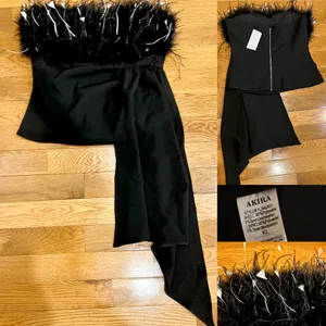 AKIRA NWT Limited Edition high-fashion Feathered tailored Corset Top XL thumbnail 9