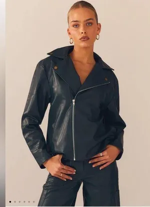 Peppermayo Exclusive - In My Natural Element PU Jacket - Dark Forest Size 4 thumbnail 1
