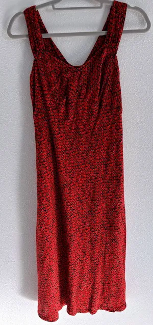 Vintage Midi Dress Womens 6 Black Red Sweetheart Romantic 90s Cocktail Party‎ thumbnail 1