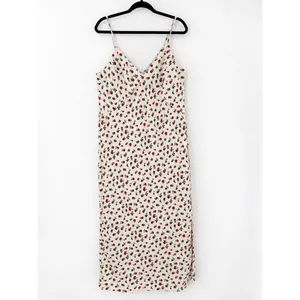 A New Day Midi Slip Dress Women L Cream Red Rose Floral Coquette Romantic thumbnail 2