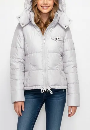 Hollister Down & Feather Fill Puffer Hooded Jacket Size Large thumbnail 1