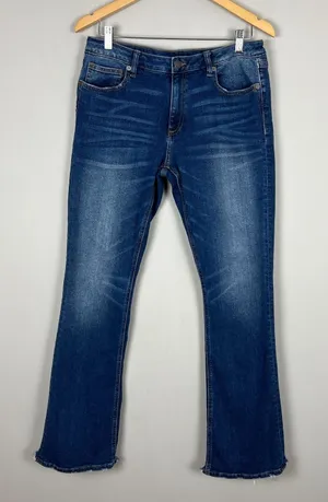 Miss Me Boot Jeans Womens 32 Blue Medium Wash Stretch Denim Whiskering NO‎ Bling thumbnail 1