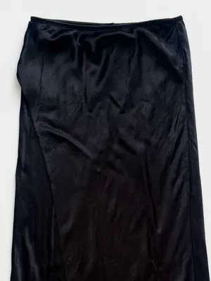 Zara Satin Effect Black Midi Wrap Skirt size Medium thumbnail 3