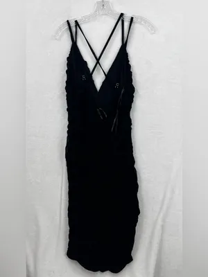 Papaya Black Ruched Spaghetti-Strap Mini Dress 0127 thumbnail 6
