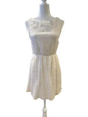 Alice + Olivia Silk Creamy White Ivory Lace Romantic Bridal Tank Mini Dress thumbnail 2