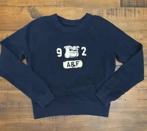 Abercrombie & Fitch Womens Graphic Sweatshirt Navy Blue Bulldog A&F Pullover thumbnail 1