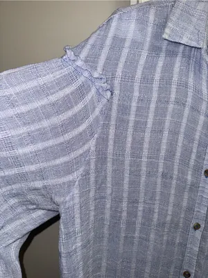 Free People Pale Blue Striped Button-Down Shirt thumbnail 4