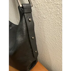 Tahari ASL Black Pebbled Leather Slouchy Hobo Shoulder Bag Adjustable Strap thumbnail 7