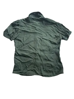 Quince Washable Stretch Silk Puff Sleeve Blouse Forest Green Sz M Contemporary thumbnail 10