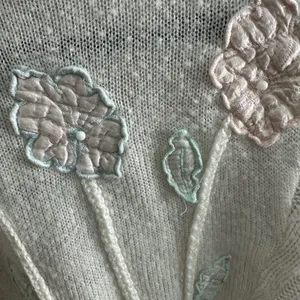 Vintage 80’s or 90’s Made in Italy Sweater Flower Bead Appliqué Accent Small thumbnail 2