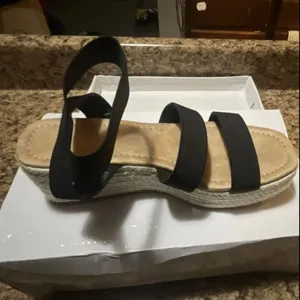 SHEIN Black Elastic Strap Espadrille Platform Sandals thumbnail 5