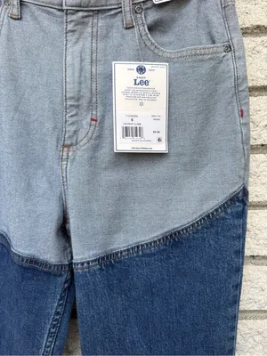 Lee Two-Tone High-Rise Flare Jeans — Light Blue & Dark Blue thumbnail 5