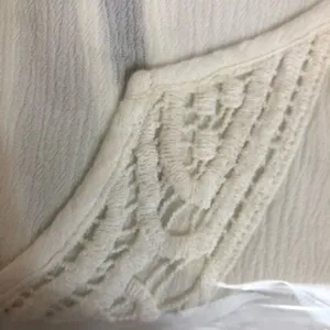 Boho Ombre Dip-Dye Sleeveless Tunic Top Cream Navy Crochet Lace V-Neck Blouse L thumbnail 6