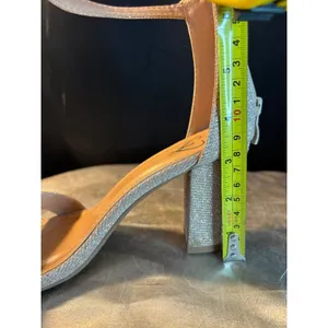Windsor Champagne Gold Glitter Block Heels Ankle Strap Sandals Formal Evening thumbnail 11