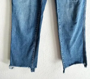 Good American Good Curve Crossover Straight Chewed Raw Hem Jeans Sz 27 thumbnail 4