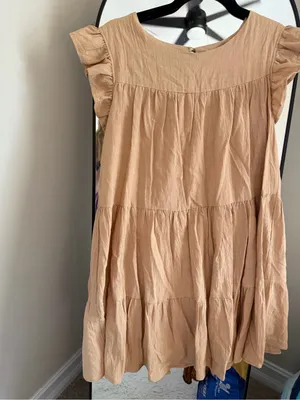 12th Tribe Coastal Town Soft Taupe Tiered Babydoll Dress thumbnail 3