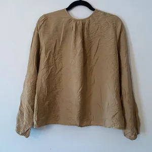 NWT Self Contrast Anthropologie Tan Brown Long Sleeve Tunic Blouse size Medium thumbnail 7