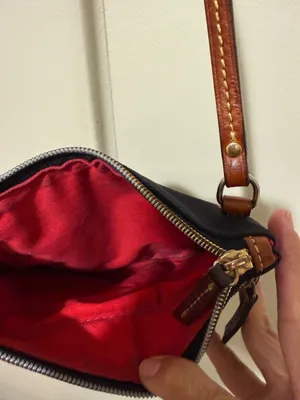 Dooney & Bourke Black Nylon Crossbody with Brown Leather Trim and Gold Hardware thumbnail 7