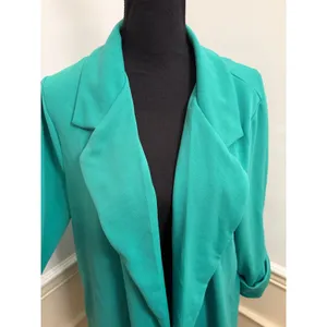 Andrée by Unit I'm Really That Gal Ruched 3/4 Sleeve Boyfriend Open Front Blazer thumbnail 4