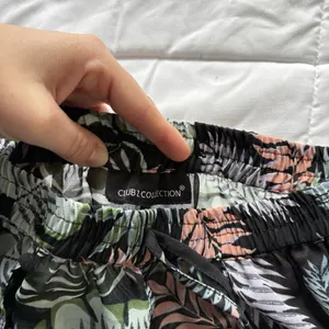 Womens Wide Leg Floral‎ Tropical Beach Summer Cover Up Flowy Drawstring Green thumbnail 6