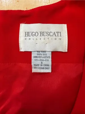 Hugo Buscati Red Silk Long Sleeve Dress thumbnail 5